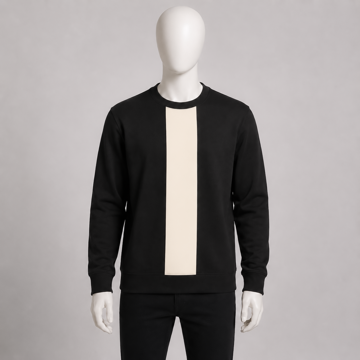 Black Contrast Panel Crewneck Sweatshirt