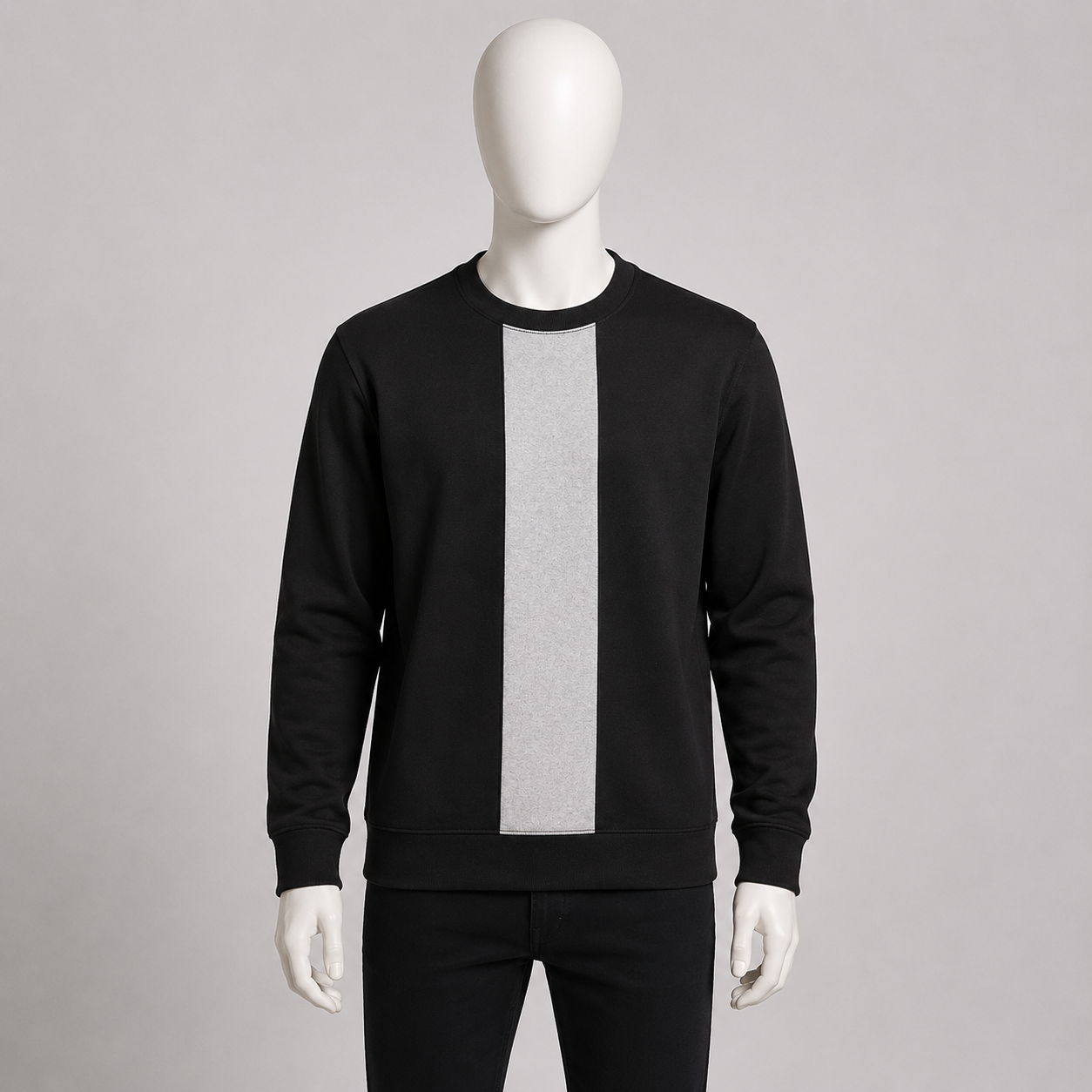 Black Contrast Panel Crewneck Sweatshirt