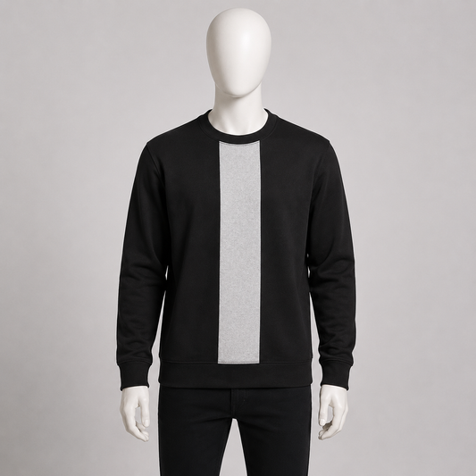 Black Contrast Panel Crewneck Sweatshirt