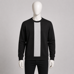 Black Contrast Panel Crewneck Sweatshirt