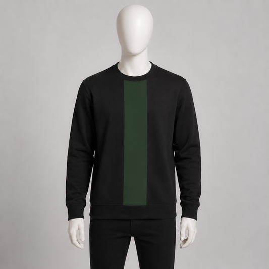 Black Contrast Panel Crewneck Sweatshirt